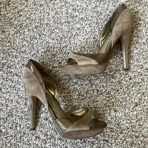 Steve Madden Womens Fellecia High Heel Shoe Size 8 Tan Leather Platform Stiletto - Picture 3 of 11